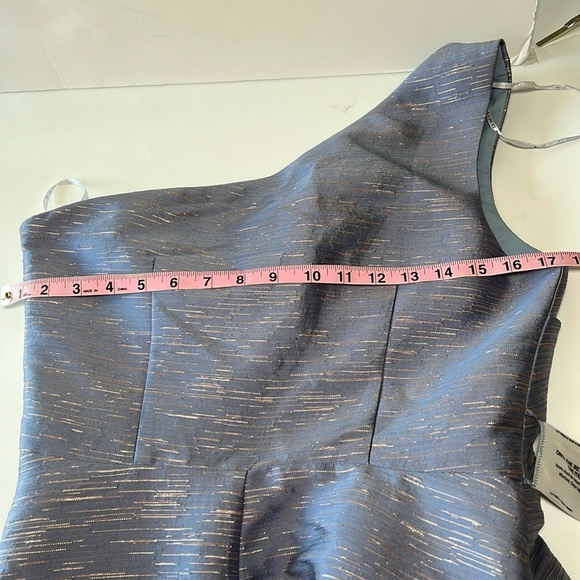 Kay Unger Asymmetrical Ruched Smoke Blue One-Shoulder Dress 8/ NWT - Picture 6 of 14